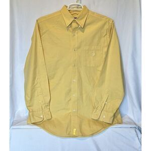 Chaps Men's Size Medium Lg Sleeve Yellow Button Down Shirt/ Logo on Front Pocket